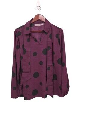 Brandis Dress Out Loud Polka Dit Top Womens Large Has Removeable Tie Waist Neck